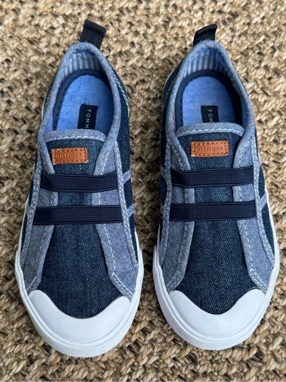 Tommy Hilfiger Lil Bailey Kids Blue Denim Slip-On Sneakers Size 12